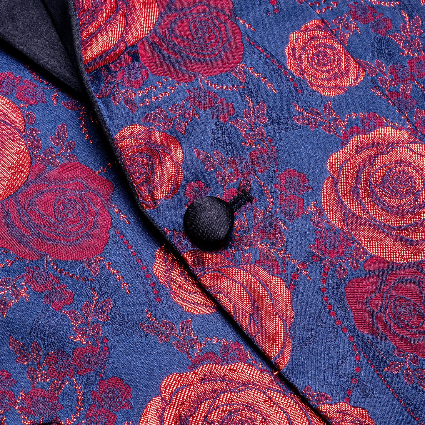 Red Roses In Blue Tuxedo Jacket