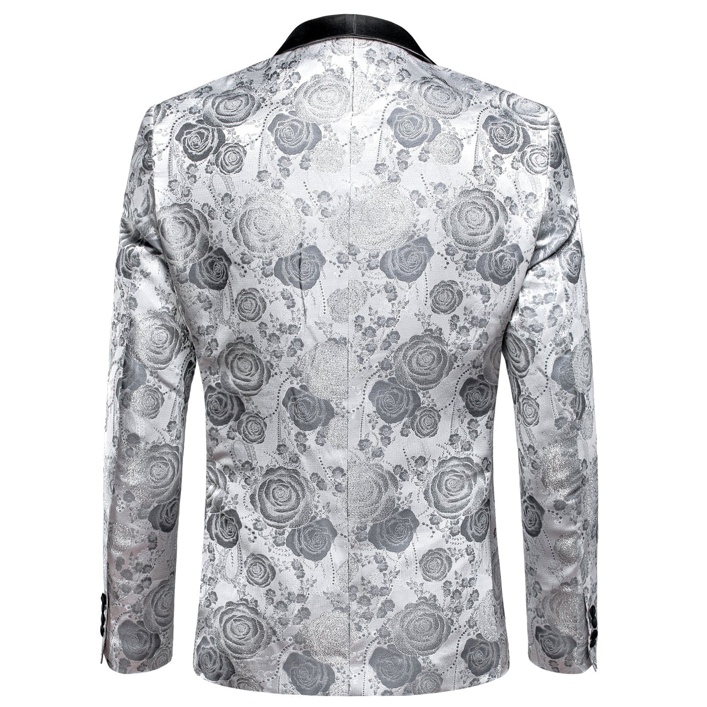 Gray Roses In White Tuxedo Jacket