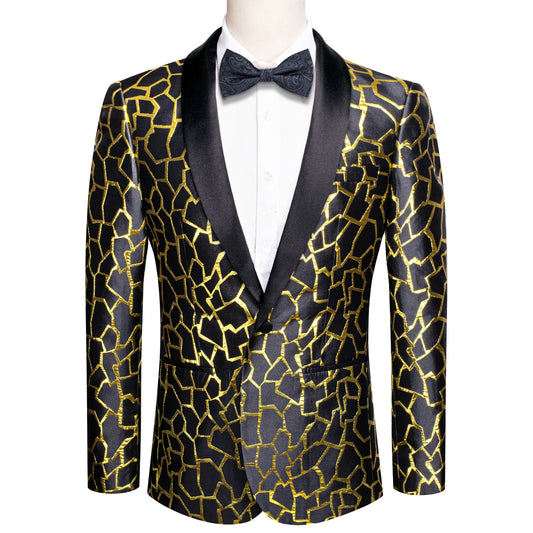 Gold Crackle Tuxedo Jacket - Masculine Clothes