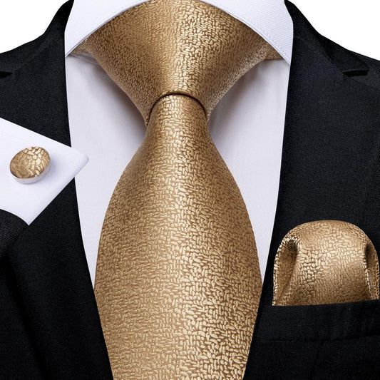 Shimmering Gold Plain XL Tie Set - Masculine Clothes