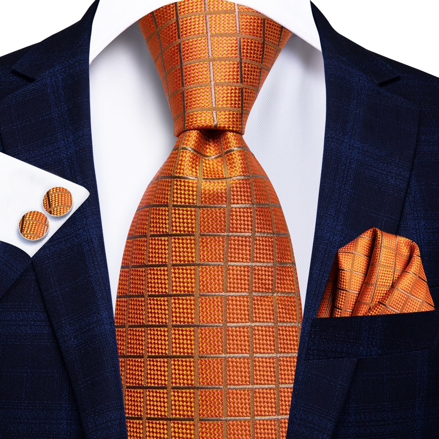 Squash Paisley XL Tie, Pocket Square and Cufflinks - Masculine Clothes