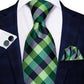 Black and Green Checkered XL Tie Set - Masculine Clothes