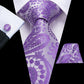 Purple Floral In Silver XL Tie Set - Masculine Clothes
