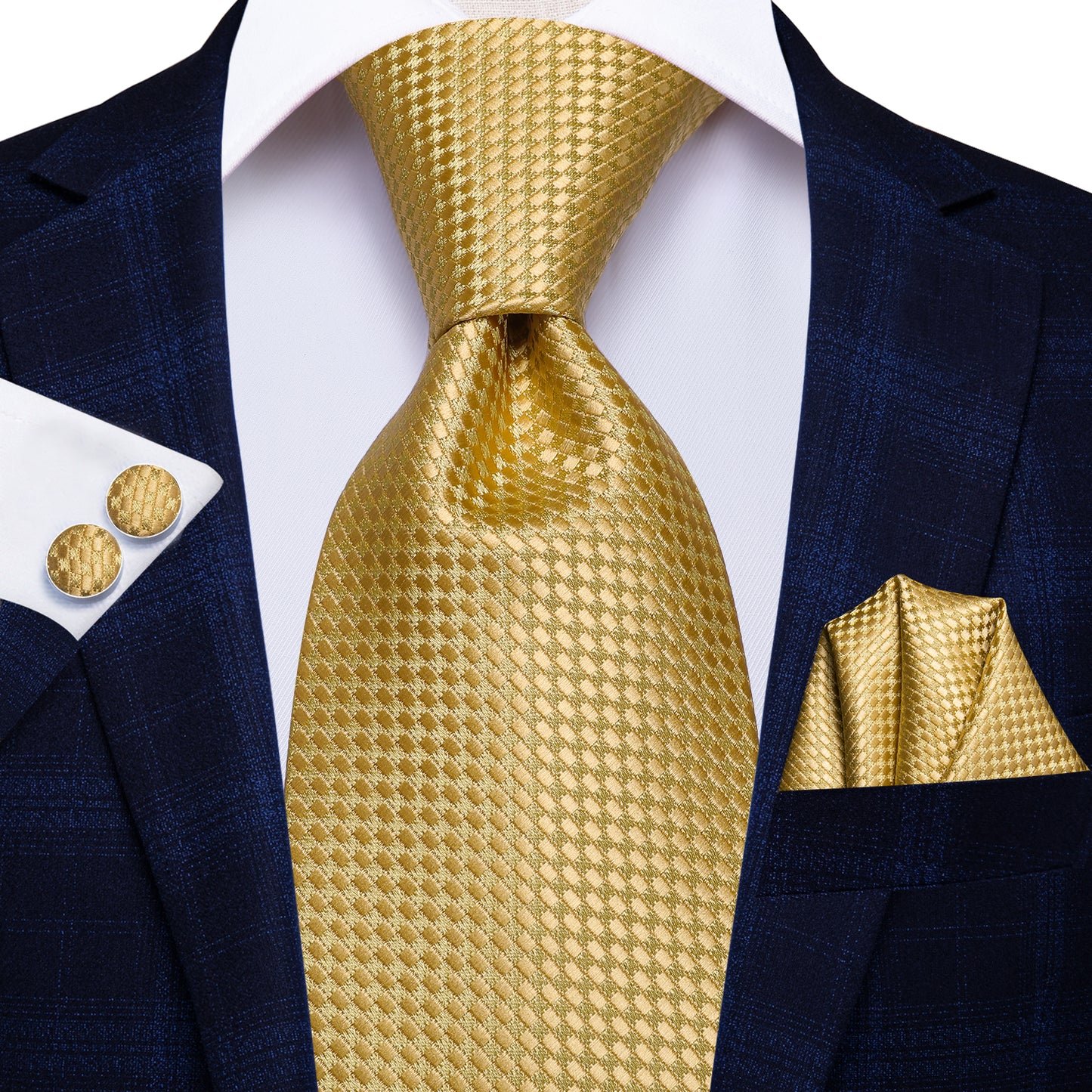 Yellow Tiny Squares XL Tie Set - Masculine Clothes