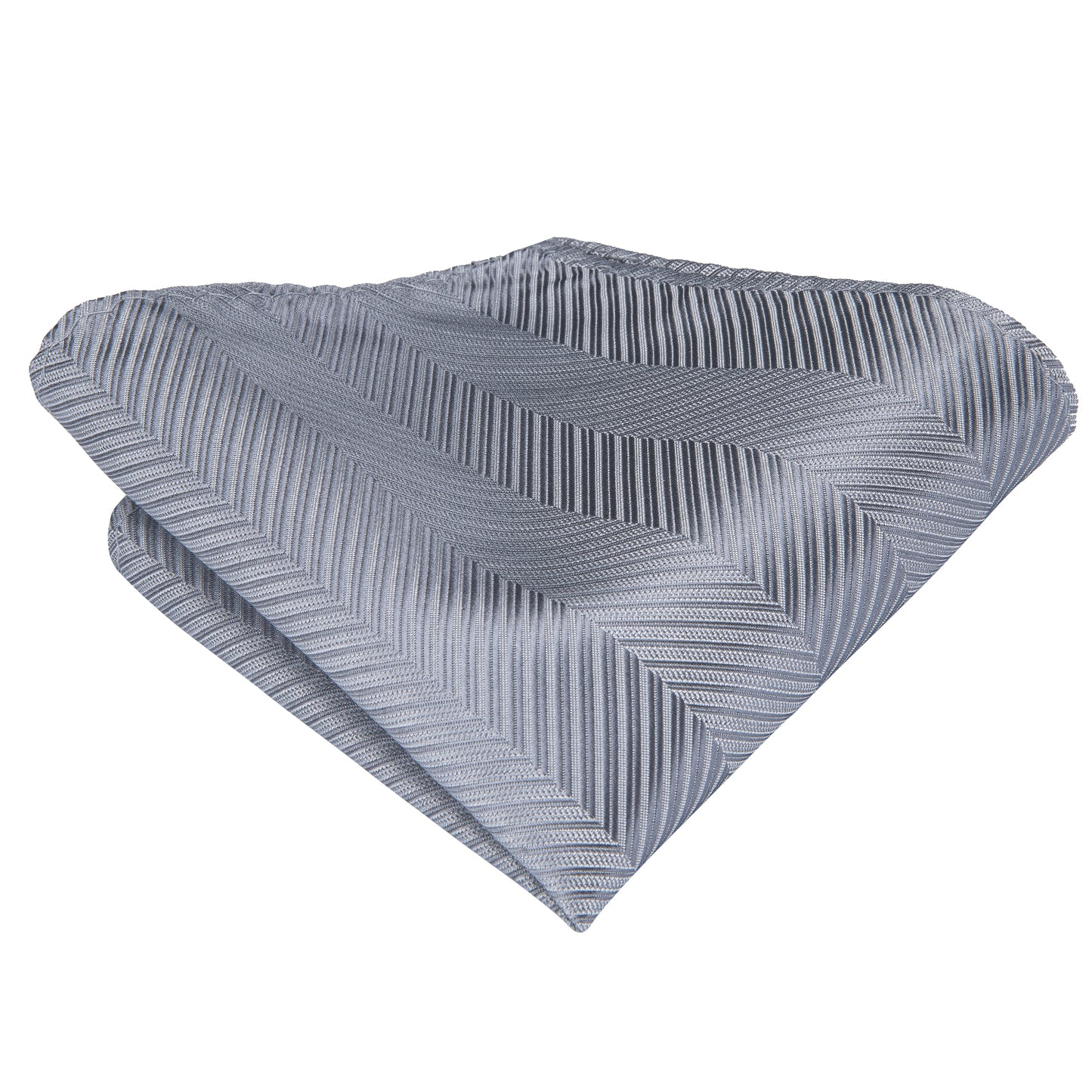 Silver and Blue Striped Silk Tie Set - Masculine Clothes