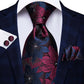 Blue and Burgundy Floral XL Tie Set