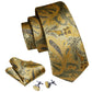 Luxury Yellow Gold Leaves Silk Tie Set - Masculine Clothes
