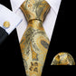 Luxury Yellow Gold Leaves Silk Tie Set - Masculine Clothes